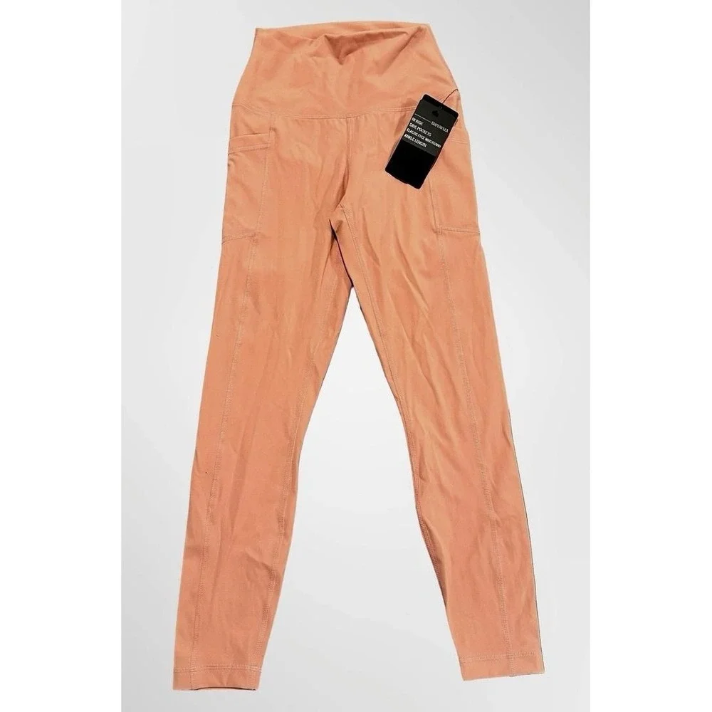 90 Degree By Reflex Leggings Womens Small Rosette Pink Hi Rise Superflex Pockets